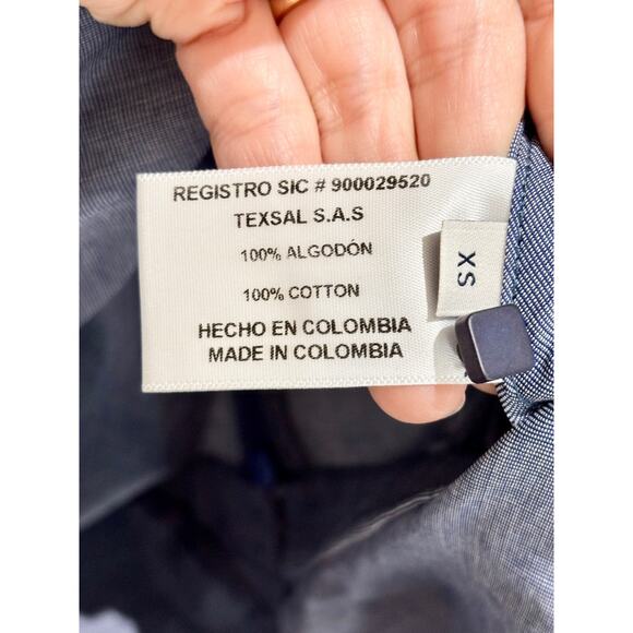 Azulu Chambray Cotton Ruffle Flutter Sleeve Peplum Blouse Blue Women's Size XS - Picture 4 of 4